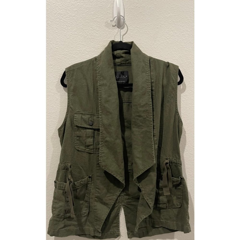 SANCTUARY Olive Green Linen Vest